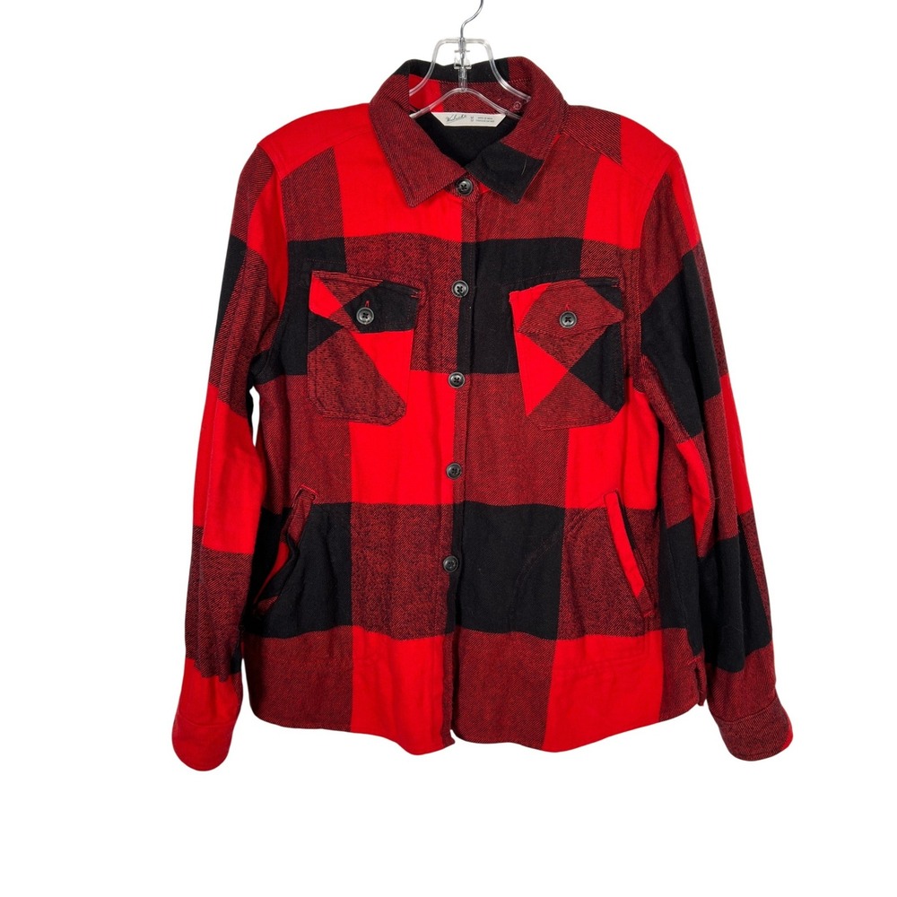 Woolrich Buffalo Plaid Flannel Shirt Jacket Red Black‎ Outdoorsy Shacket Size M
